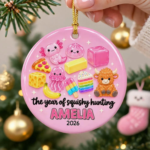 Personalized Pink Ceramic Ornament Custom Name Gift for Kids