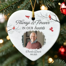 Load image into Gallery viewer, Personalized Ceramic Heart Ornament Custom Photo Remembrance Gift for Family
