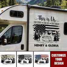 Load image into Gallery viewer, Personalized USA Flag RV Decal Custom Camper Sticker Gift for Couples
