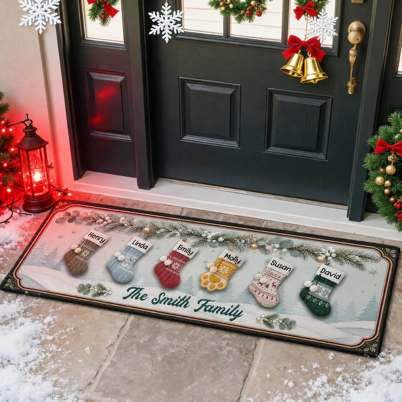 Personalized Christmas Stockings Doormat Unique Family Gift