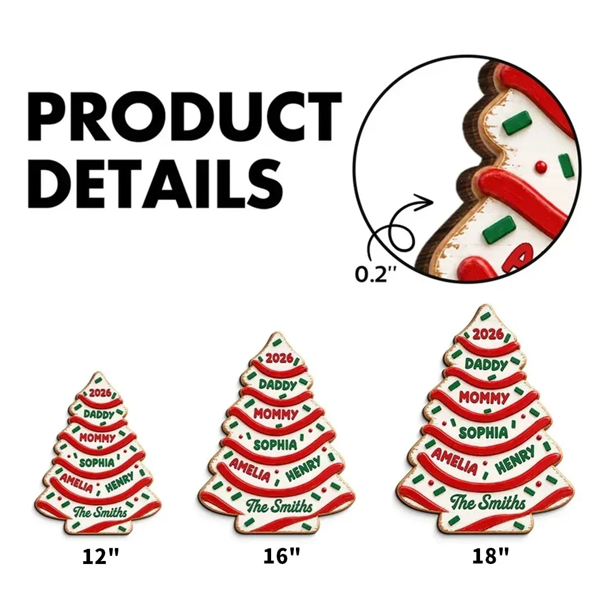 Personalized Wooden Christmas Tree Sign Custom Family Decor Gift