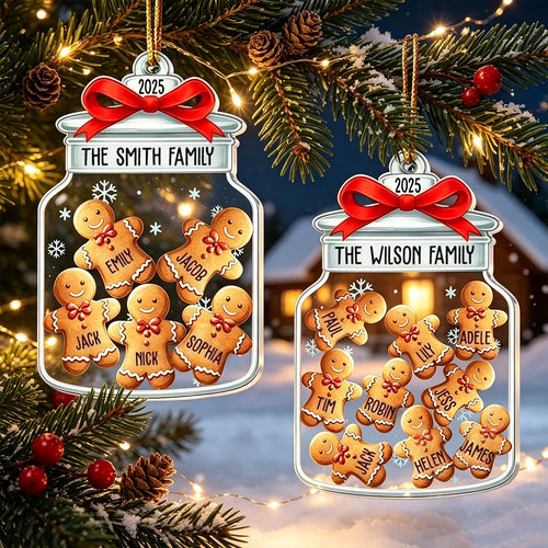Personalized Gingerbread Family Ornament Custom Name Gift for Parents