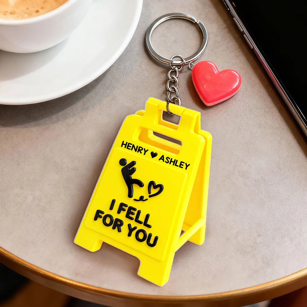 Personalized Funny Keychain for Couples - I Fell for You Gift Keychain MagicInPrints
