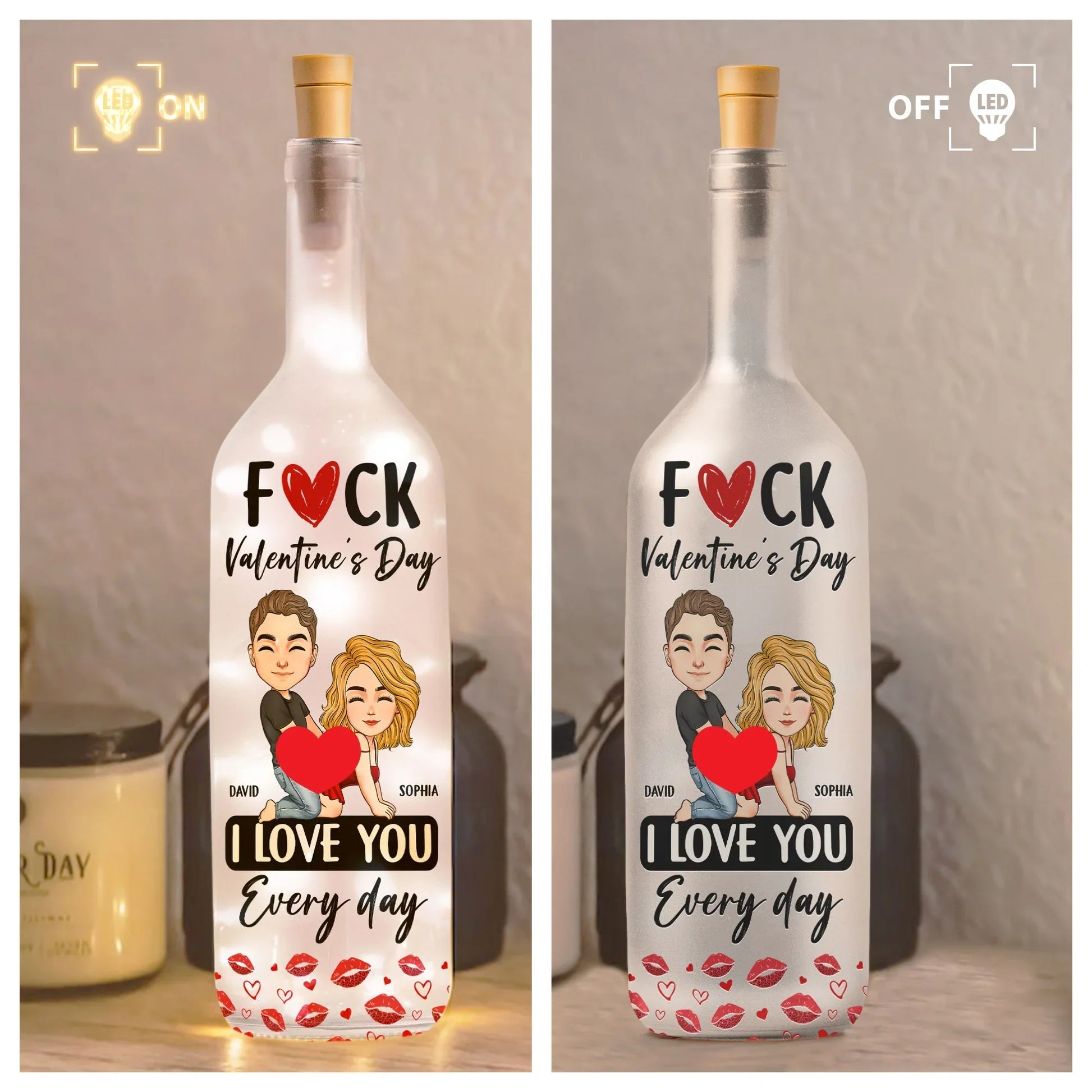 Custom LED Wine Bottle Lamp for Couples - Romantic Everyday Gift Lamp MagicInPrints