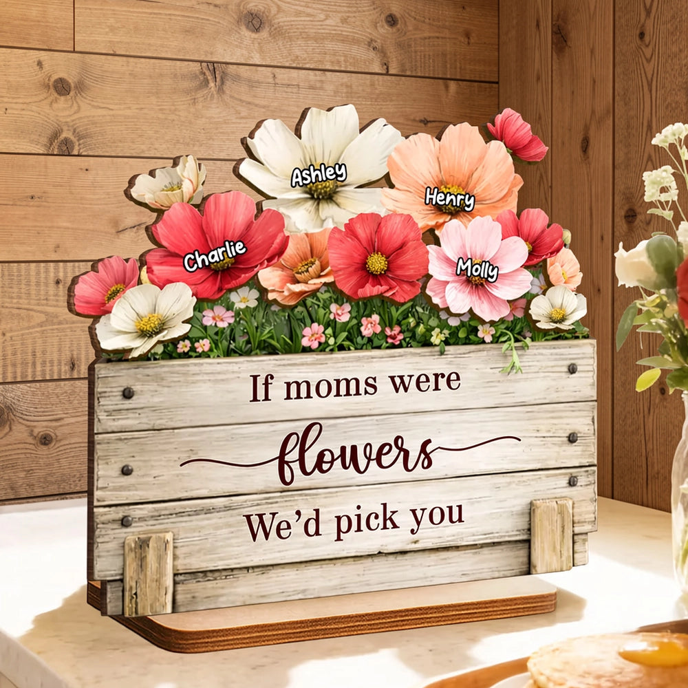 Personalized Wooden Flower Display for Moms - Sentimental Gift Plaque MagicInPrints