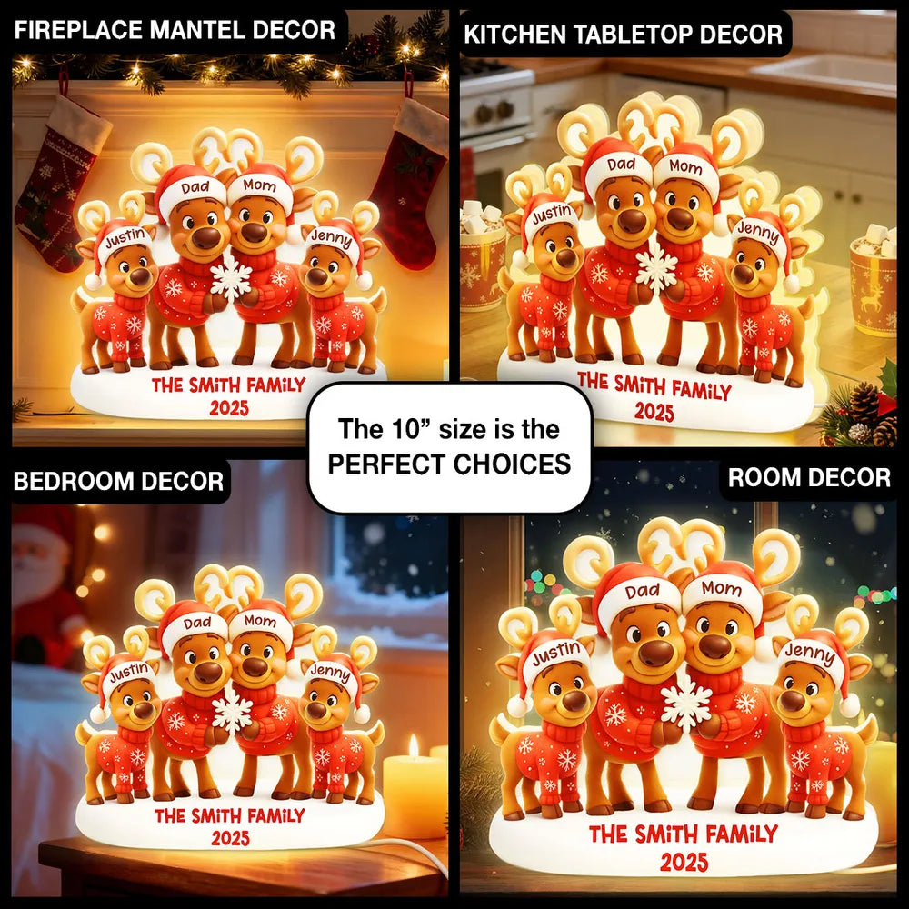 Personalized Family Reindeer Christmas Light - Festive Holiday Decor Plaque MagicInPrints