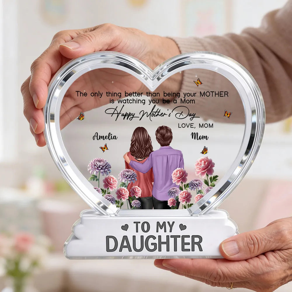 Custom Heart-Shaped Acrylic Plaque for Daughter - Mother's Day Gift Plaque MagicInPrints