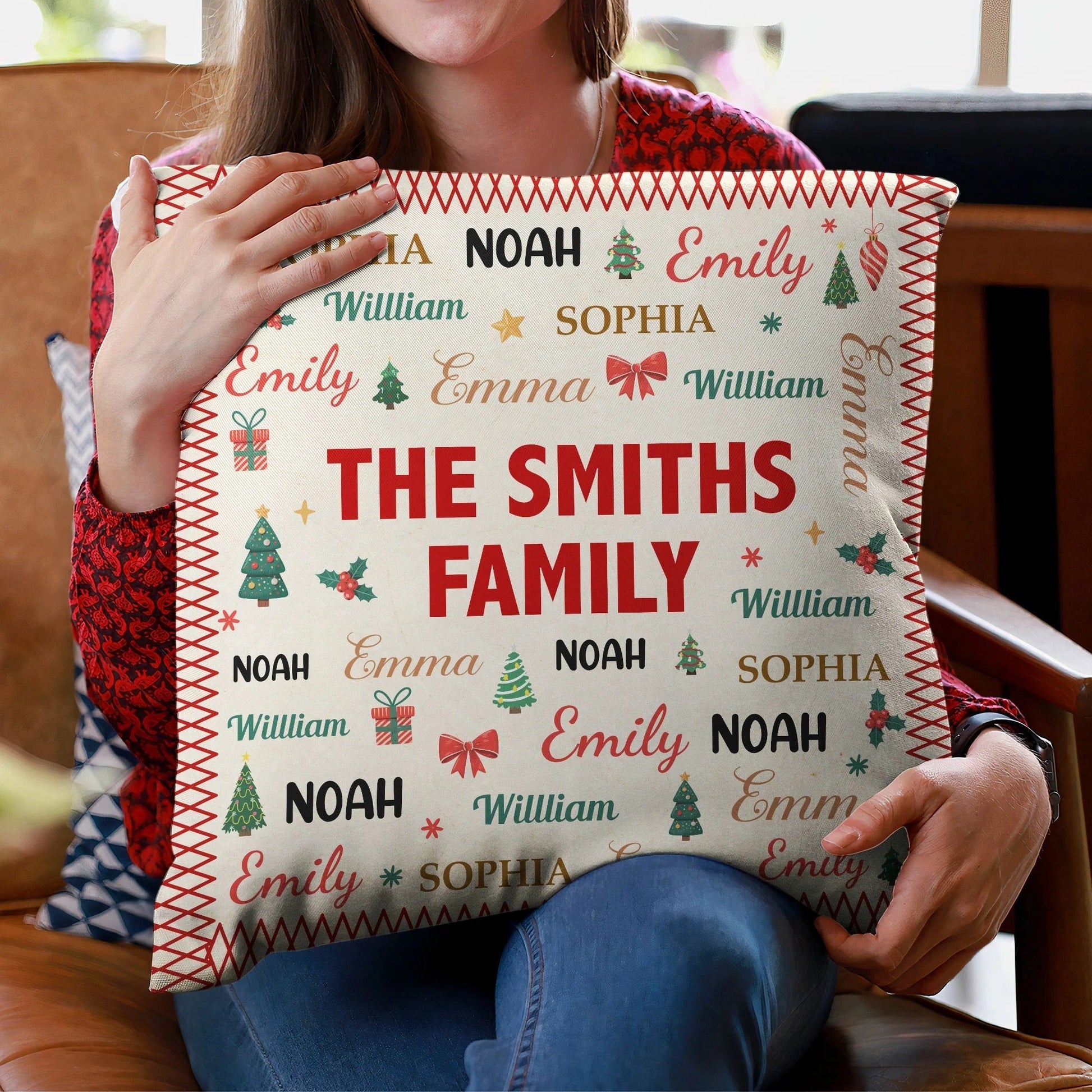 Personalized Family Christmas Throw Pillow for Home Decor - Holiday Gift Pillow MagicInPrints