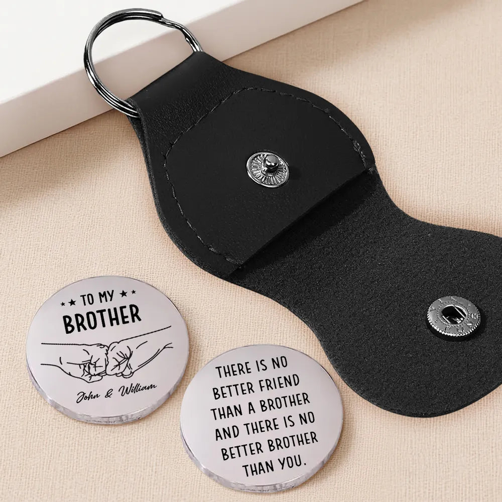 Personalized Leather Keychain for Brother with Engraved Message - Sentimental Gift Keychain MagicInPrints