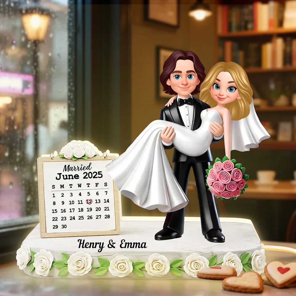 Custom Wedding Cake Topper for Couples - Personalized Figurine with Date Plaque MagicInPrints