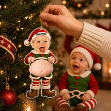 Load image into Gallery viewer, Personalized Silicone Belly Acrylic Ornament Baby Elf Gift for Family
