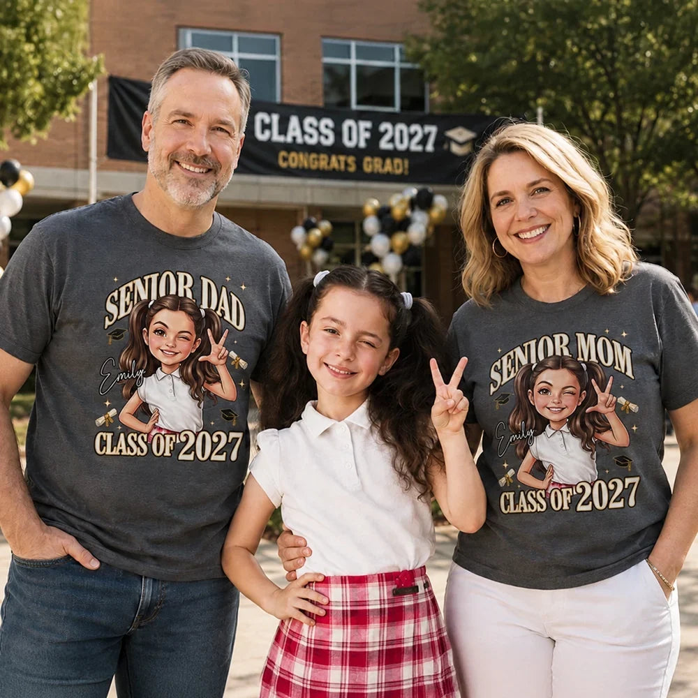 Personalized Classic Tee with Graduation Icons Gift for Mom