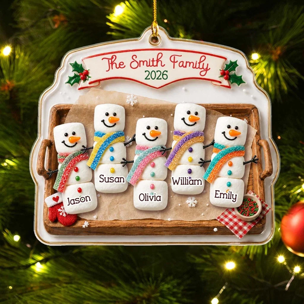 Personalized Acrylic Ornament Family Snowman Gift for Parents