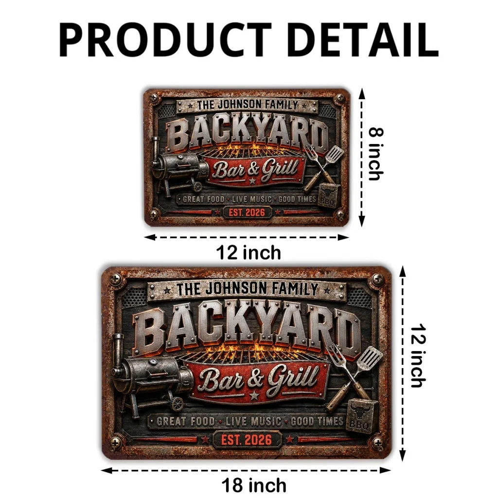 Personalized Rectangular Iron Sign for Backyard Cookout Gift