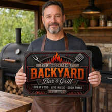 Load image into Gallery viewer, Personalized Iron Sign Custom Name Backyard Grill Decor Gift for Family
