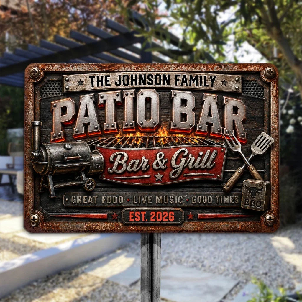 Personalized Rectangular Iron Sign for Backyard Cookout Gift