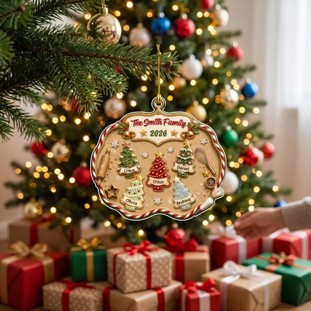 Personalized Family Christmas Ornament Cute Cookie Design