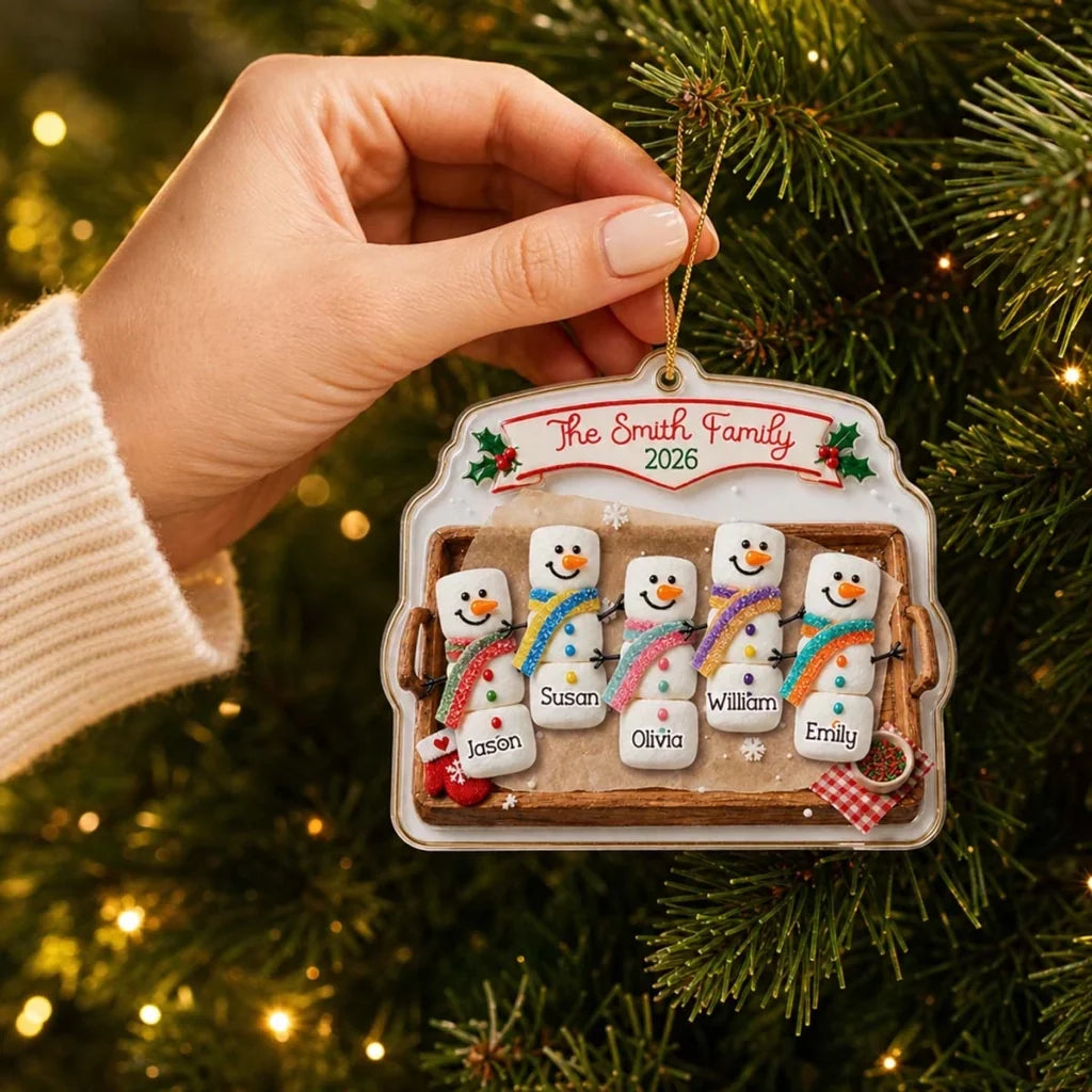 Personalized Acrylic Ornament Family Snowman Gift for Parents