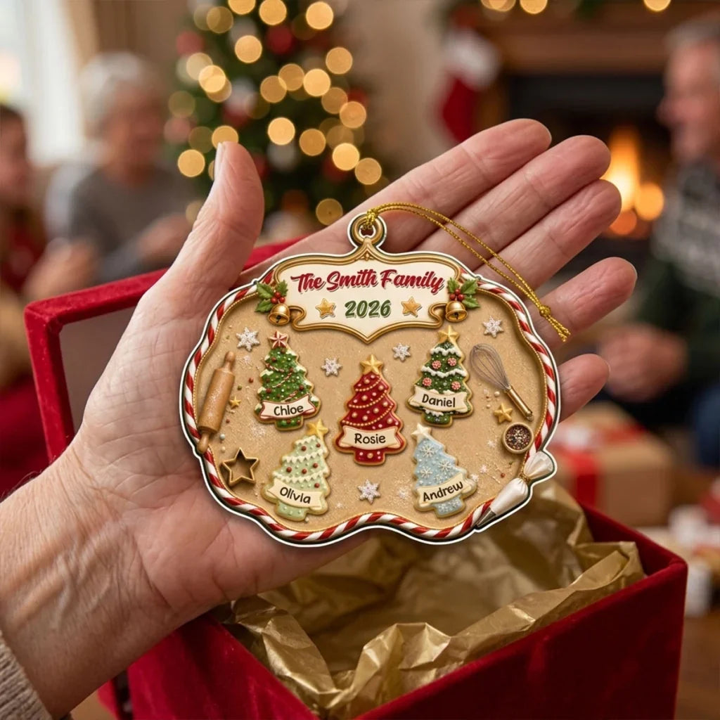 Personalized Family Christmas Ornament Cute Cookie Design