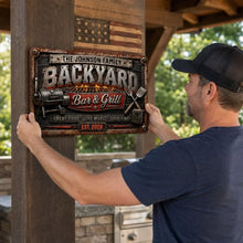 Load image into Gallery viewer, Personalized Rectangular Iron Sign for Backyard Cookout Gift
