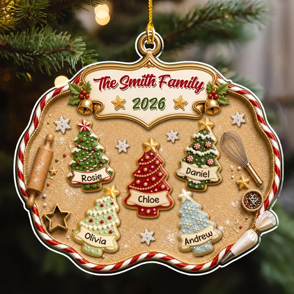 Personalized Family Christmas Ornament Cute Cookie Design