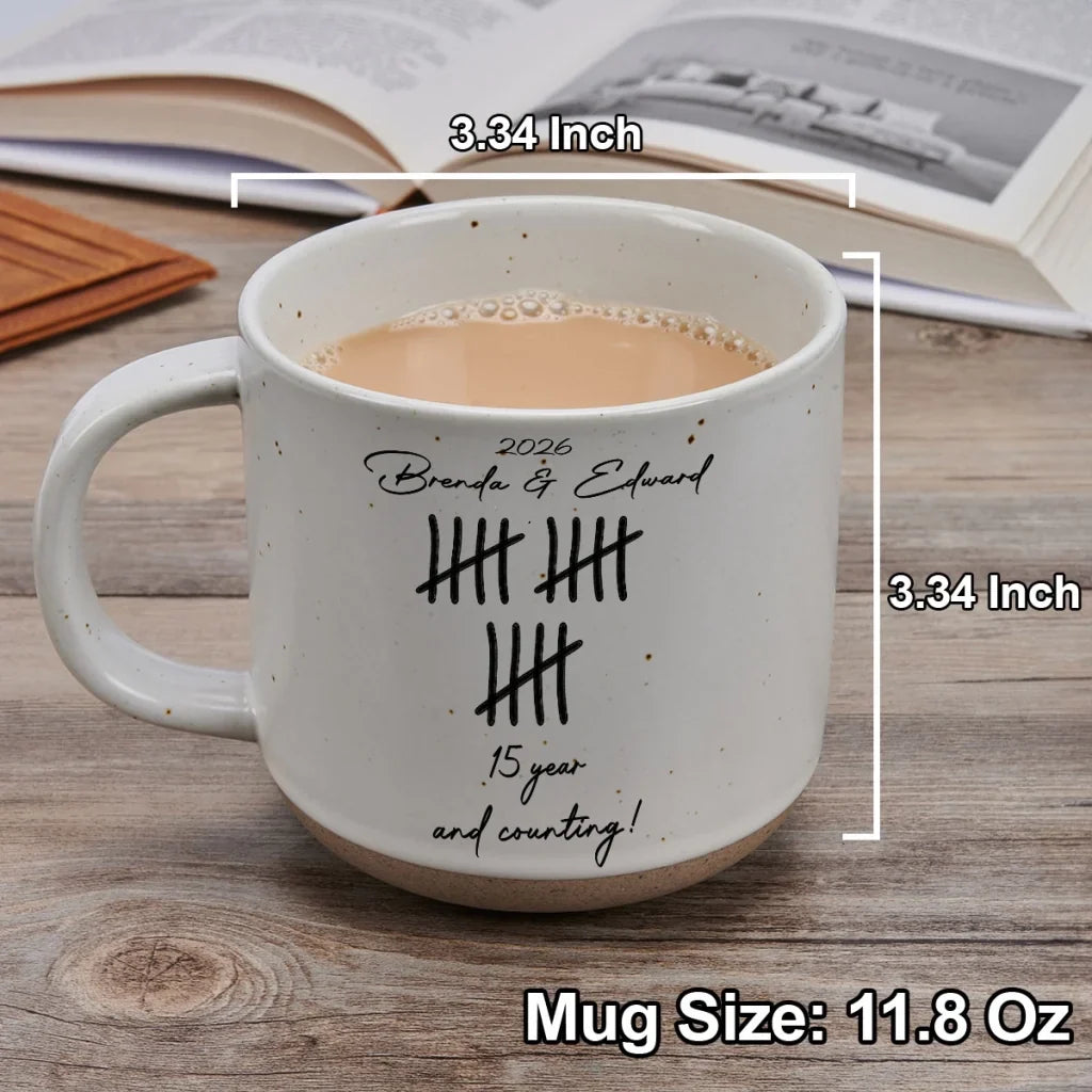 Personalized Ceramic Pottery Mug Tally Design Gift for Couples