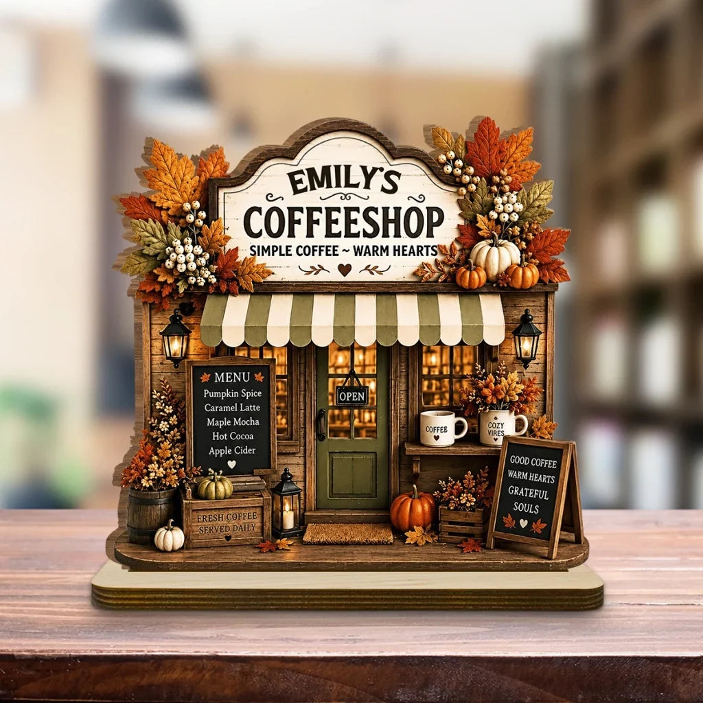 Personalized 2-Layer Wooden Plaque Coffee Shop Decor Gift for Family & Friends