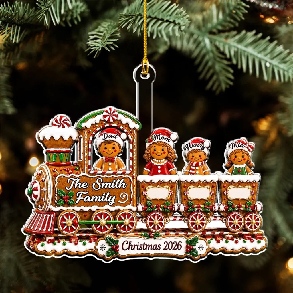 Personalized Gingerbread Train Acrylic Ornament Gift for Family
