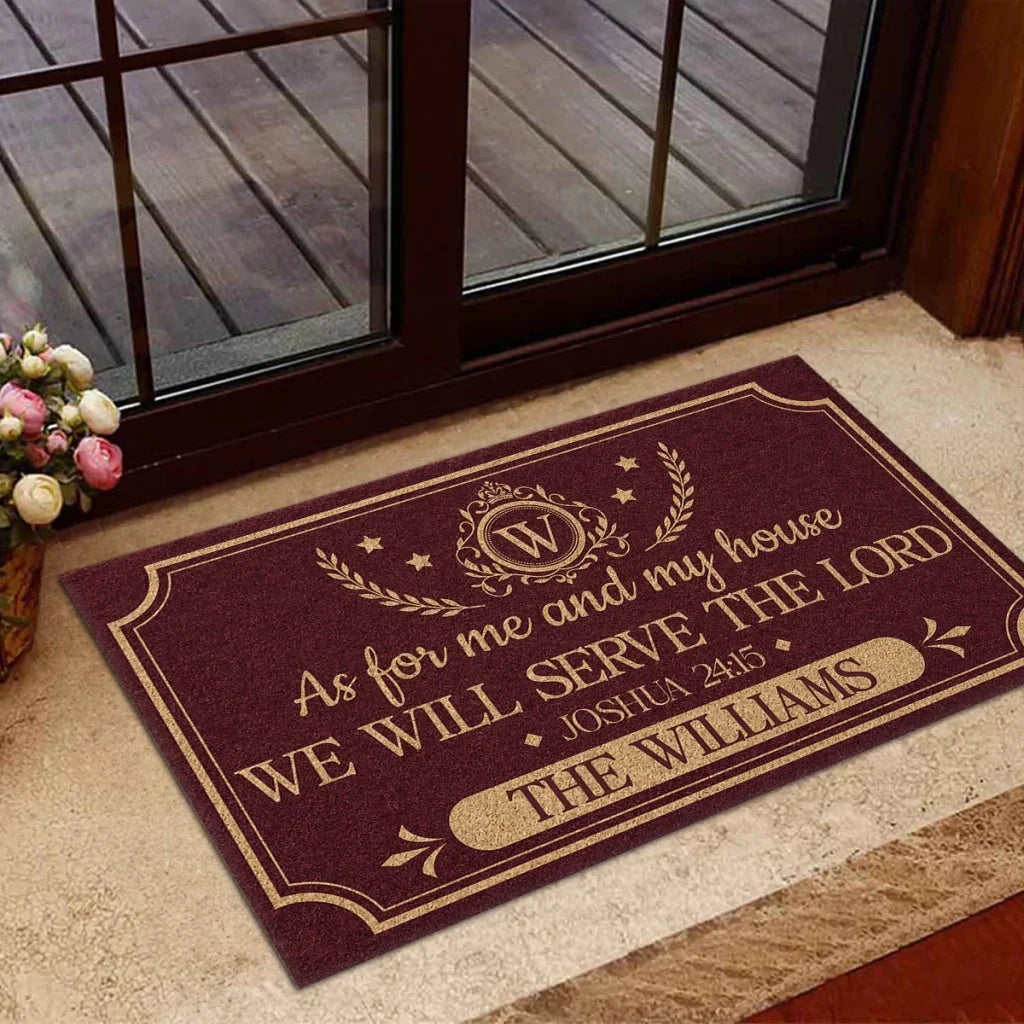Personalized Burgundy Gold Doormat Custom Family Gift