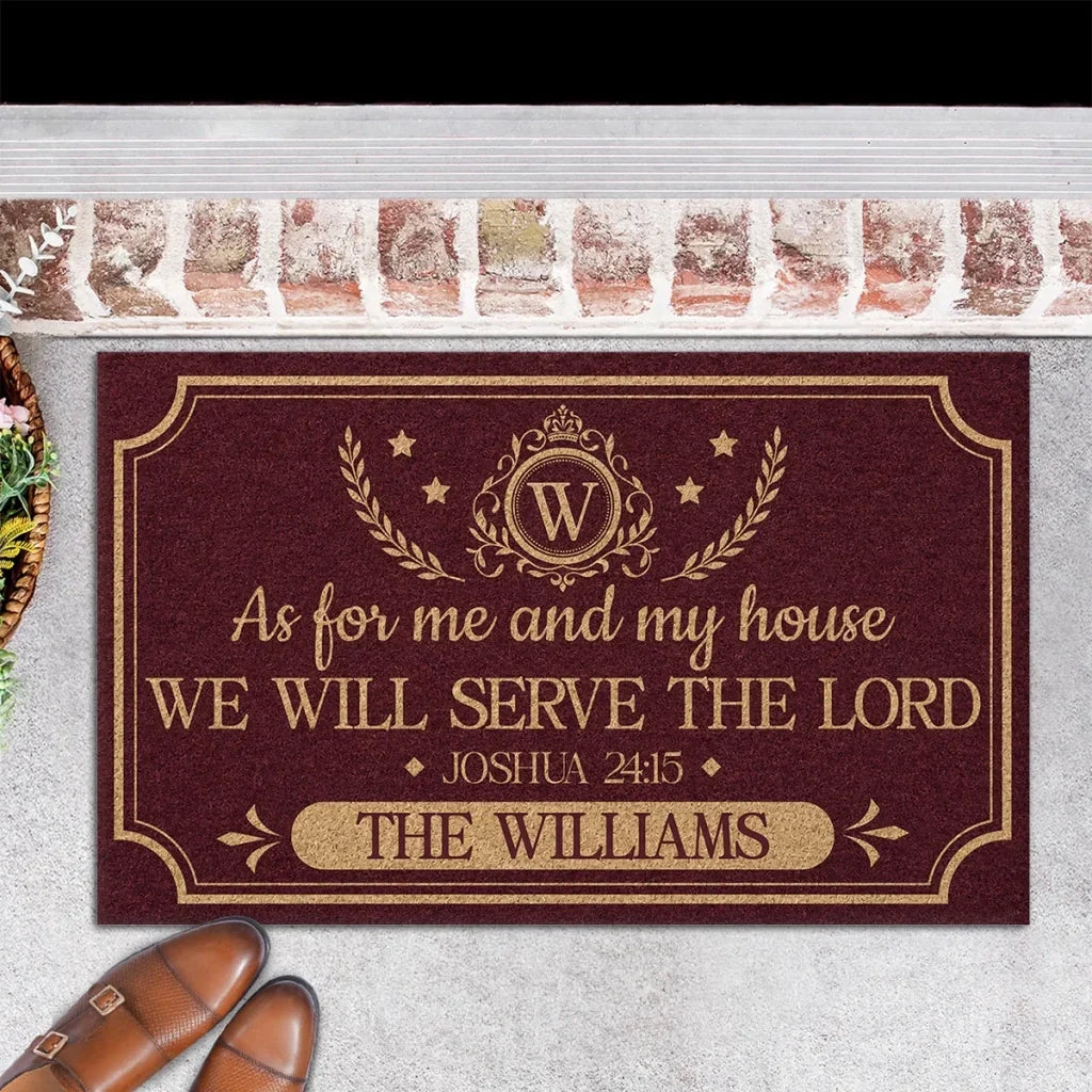 Personalized Burgundy Gold Doormat Custom Family Gift