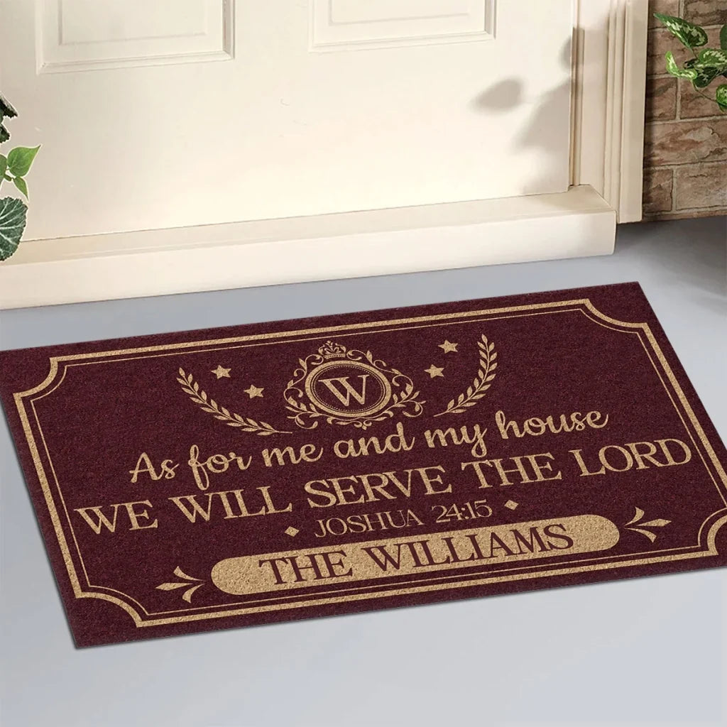 Personalized Burgundy Gold Doormat Custom Family Gift