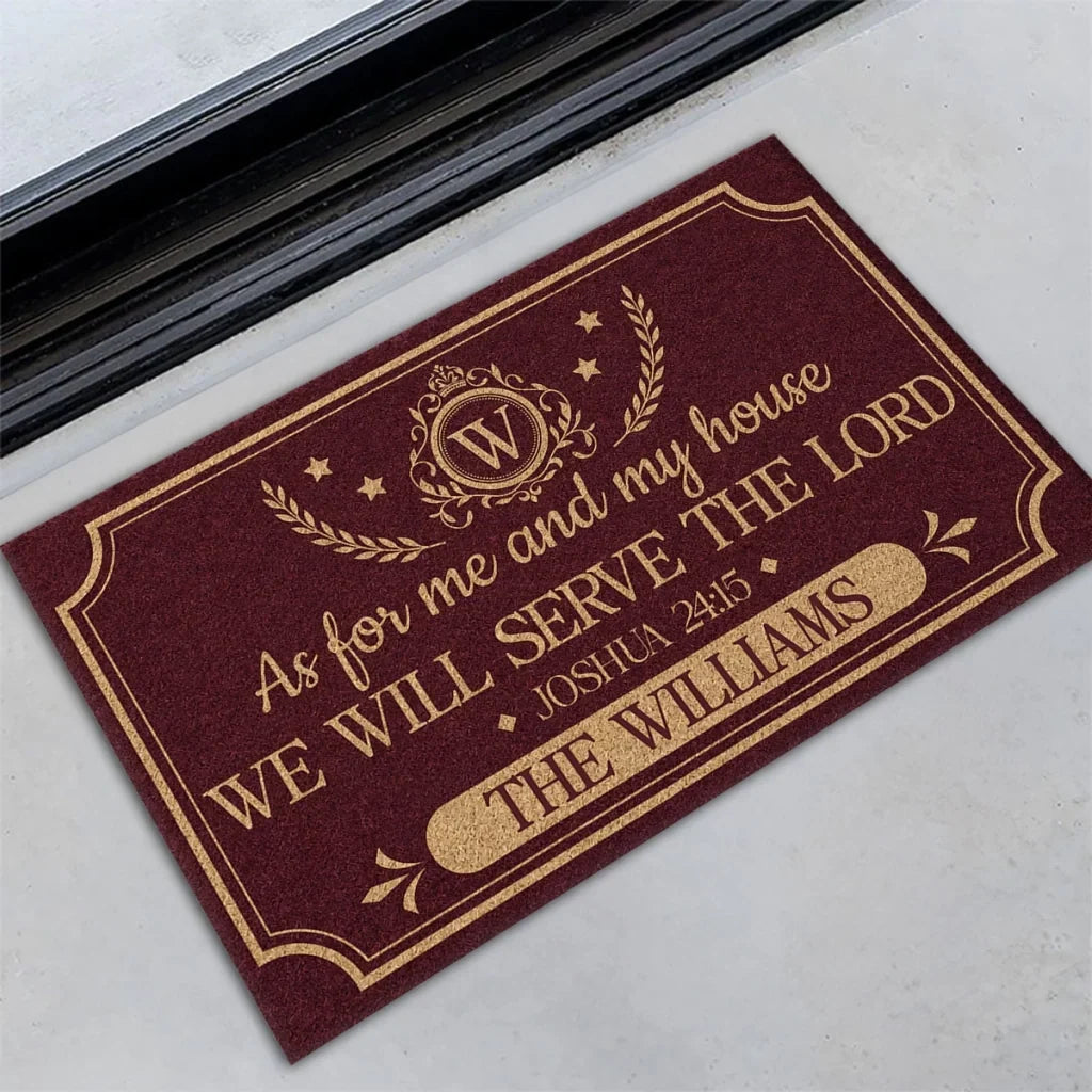 Personalized Burgundy Gold Doormat Custom Family Gift