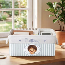 Load image into Gallery viewer, Personalized Cotton Linen Rope Basket Cute Child Portrait Gift for Kids
