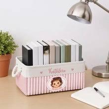 Load image into Gallery viewer, Personalized Cotton Linen Rope Basket Cute Child Portrait Gift for Kids
