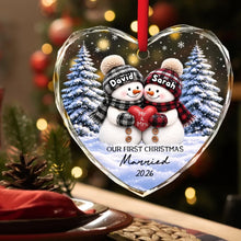 Load image into Gallery viewer, Personalized Crystal Heart Ornament for Newlyweds Christmas Gift
