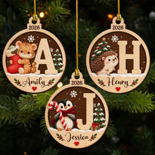 Load image into Gallery viewer, Personalized Wooden Christmas Ornament Cute Winter Animals Gift for Family
