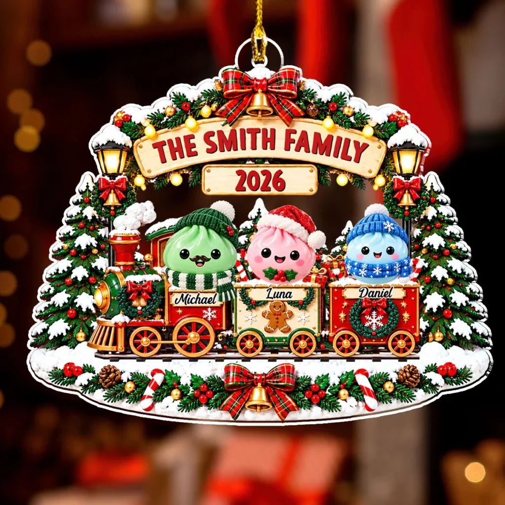 Personalized Acrylic Christmas Ornament Family Train Gift
