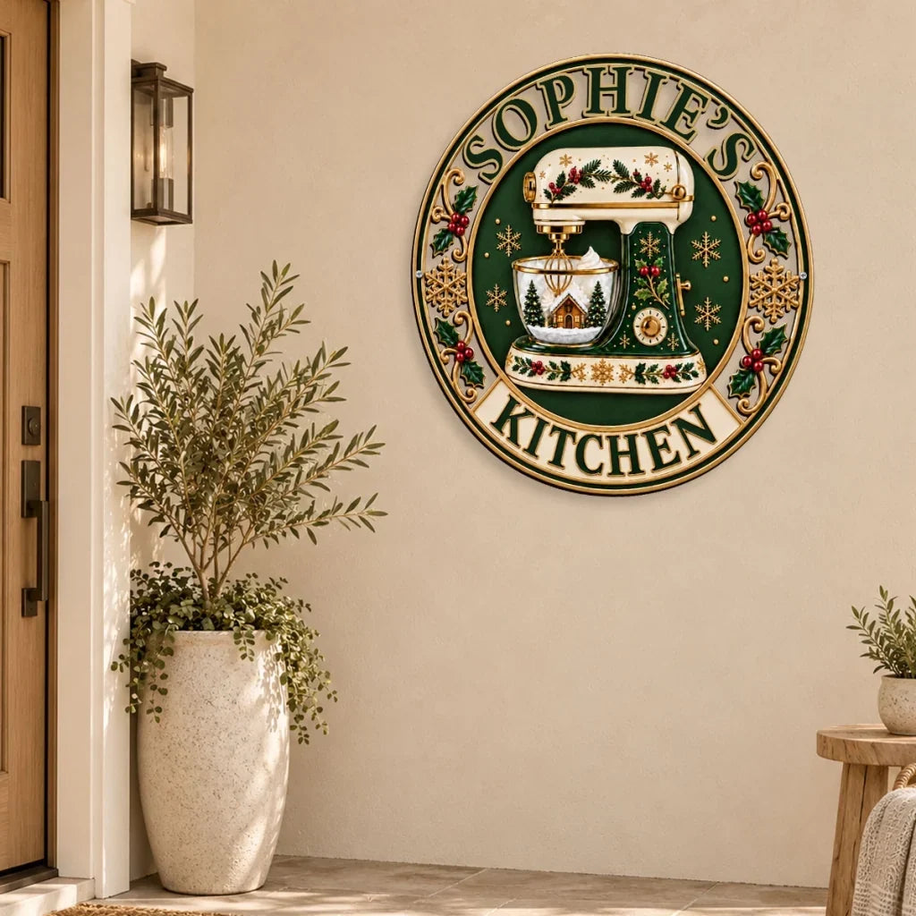 Personalized Shaped Metal Sign with Stand Mixer Kitchen Decor Gift for Home Cook