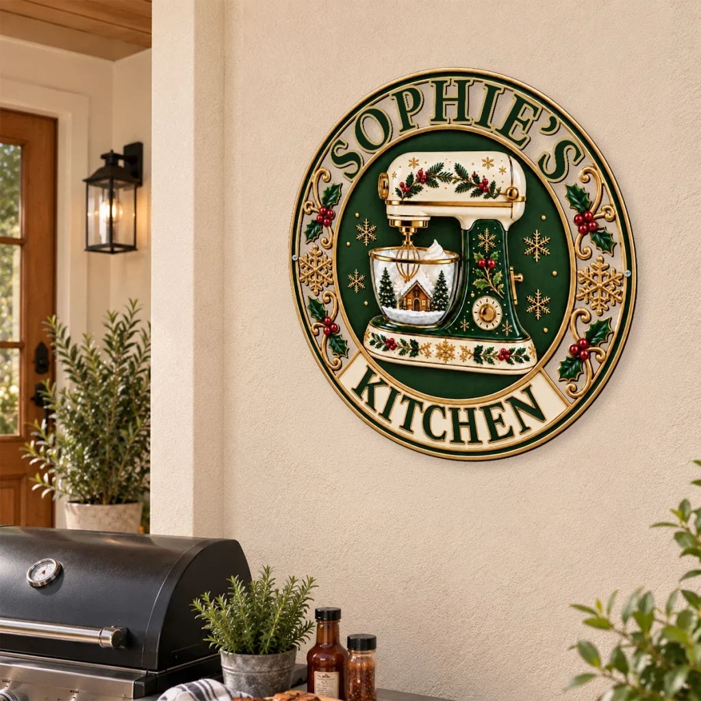 Personalized Shaped Metal Sign with Stand Mixer Kitchen Decor Gift for Home Cook