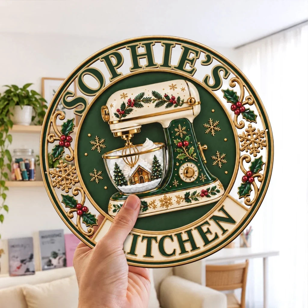 Personalized Shaped Metal Sign with Stand Mixer Kitchen Decor Gift for Home Cook