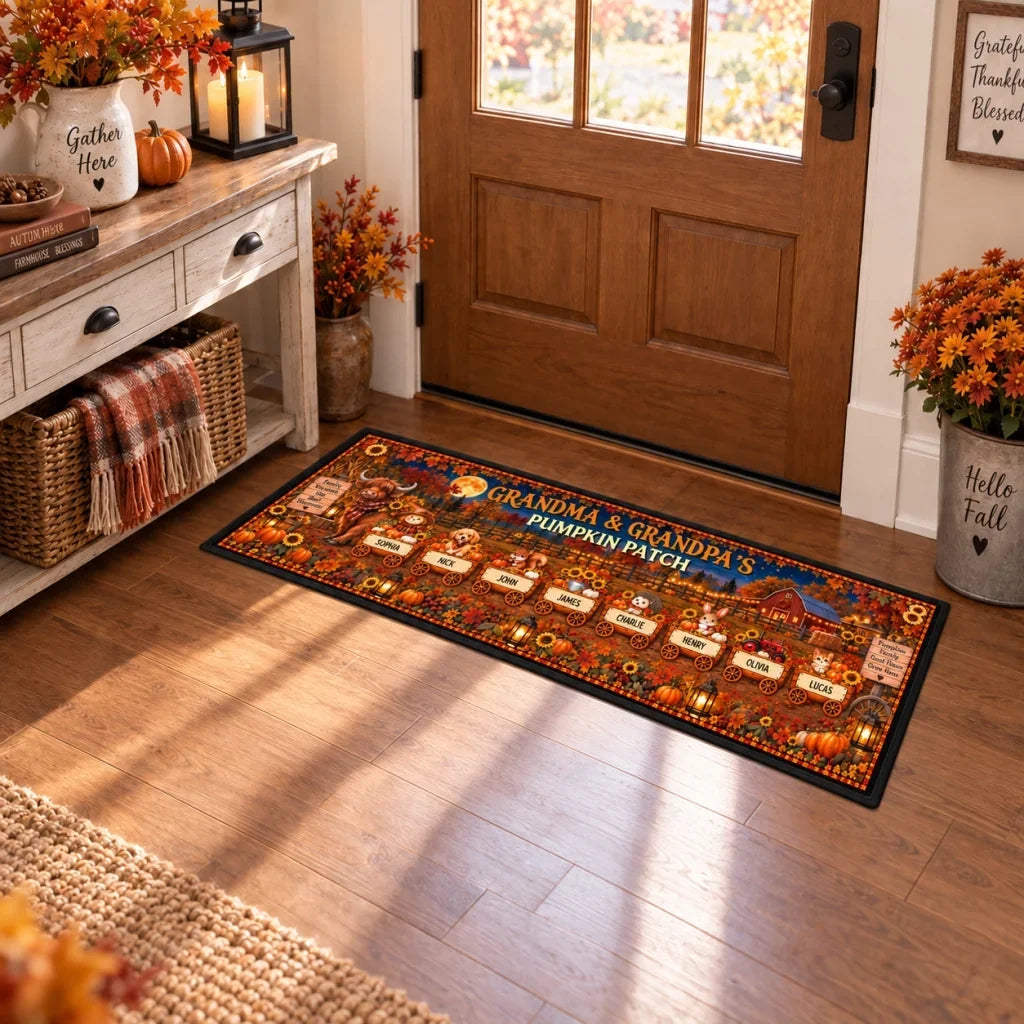 Personalized Pumpkin Patch Doormat Creative Gift for Grandma & Grandpa