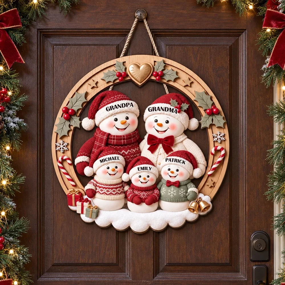 Personalized Snowman Family Wooden Sign Unique Christmas Gift for Grandparents
