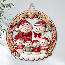 Load image into Gallery viewer, Personalized Snowman Family Wooden Sign Unique Christmas Gift for Grandparents
