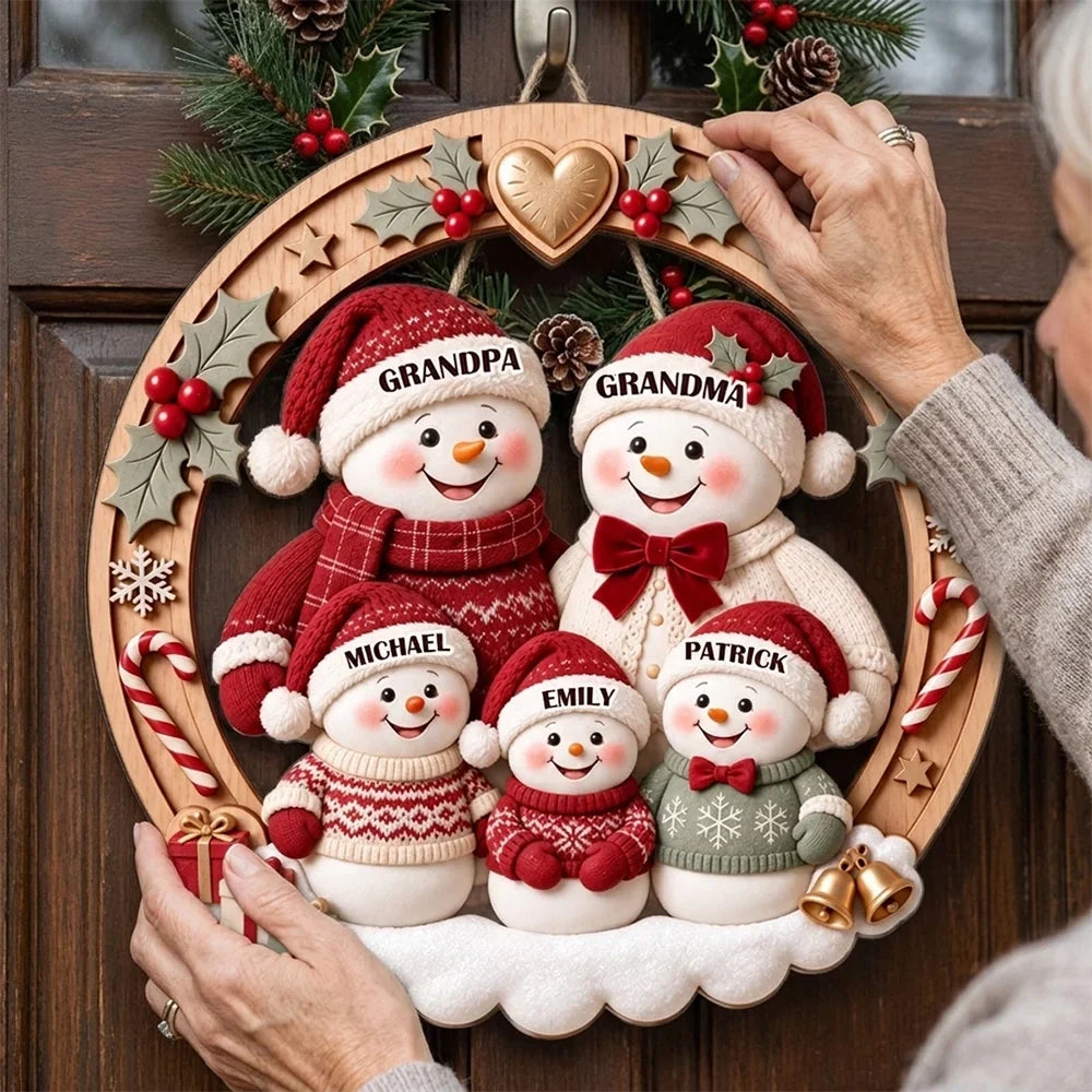 Personalized Snowman Family Wooden Sign Unique Christmas Gift for Grandparents