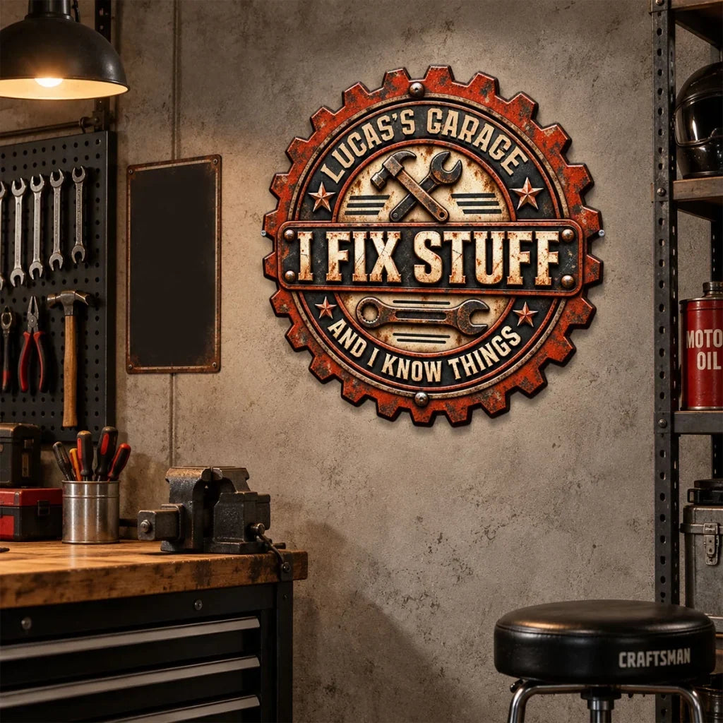 Personalized Vintage Wooden Sign Gift for Dad Handyman