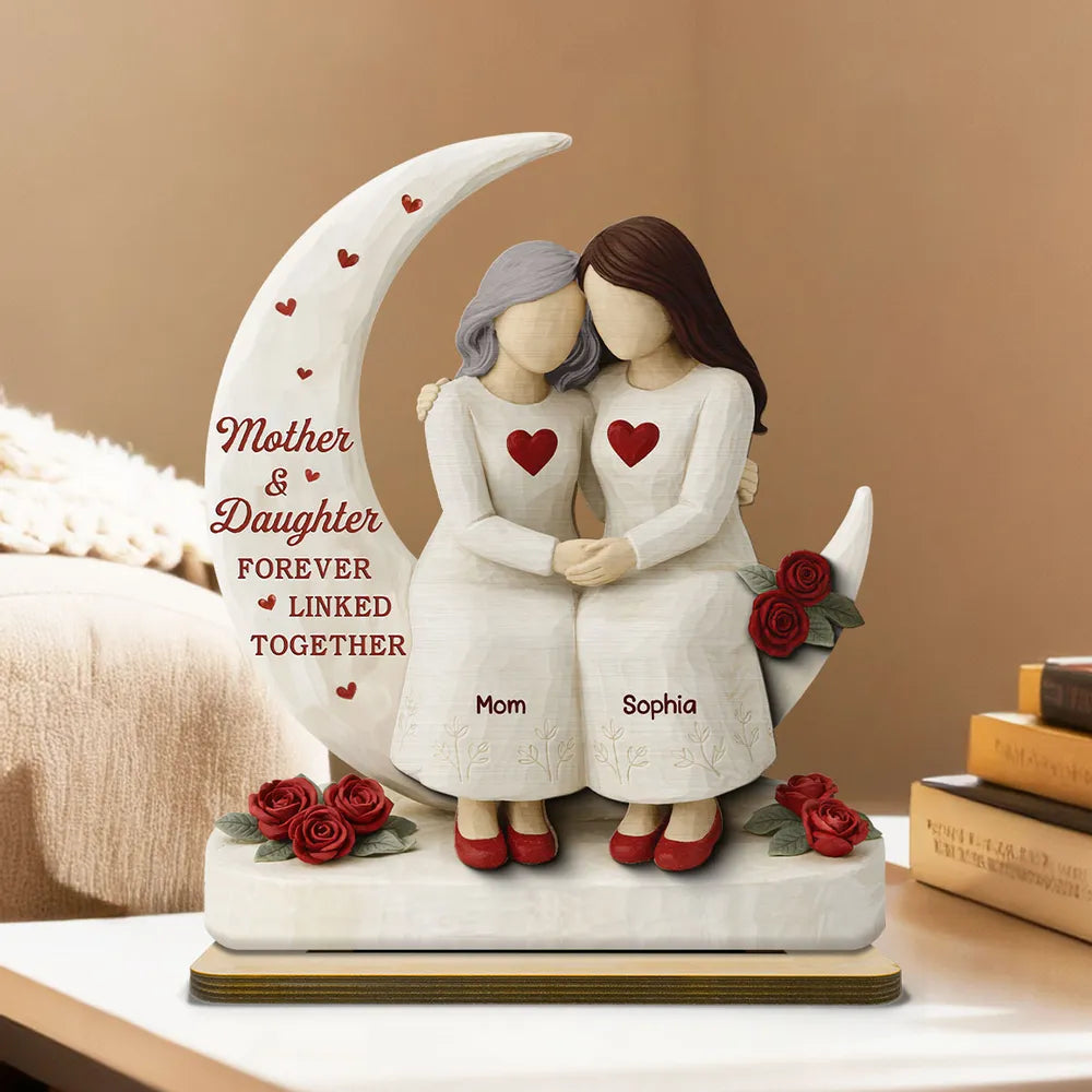 Personalized Mother & Daughter Figurine with Heart Design - Sentimental Keepsake Gift Plaque MagicInPrints