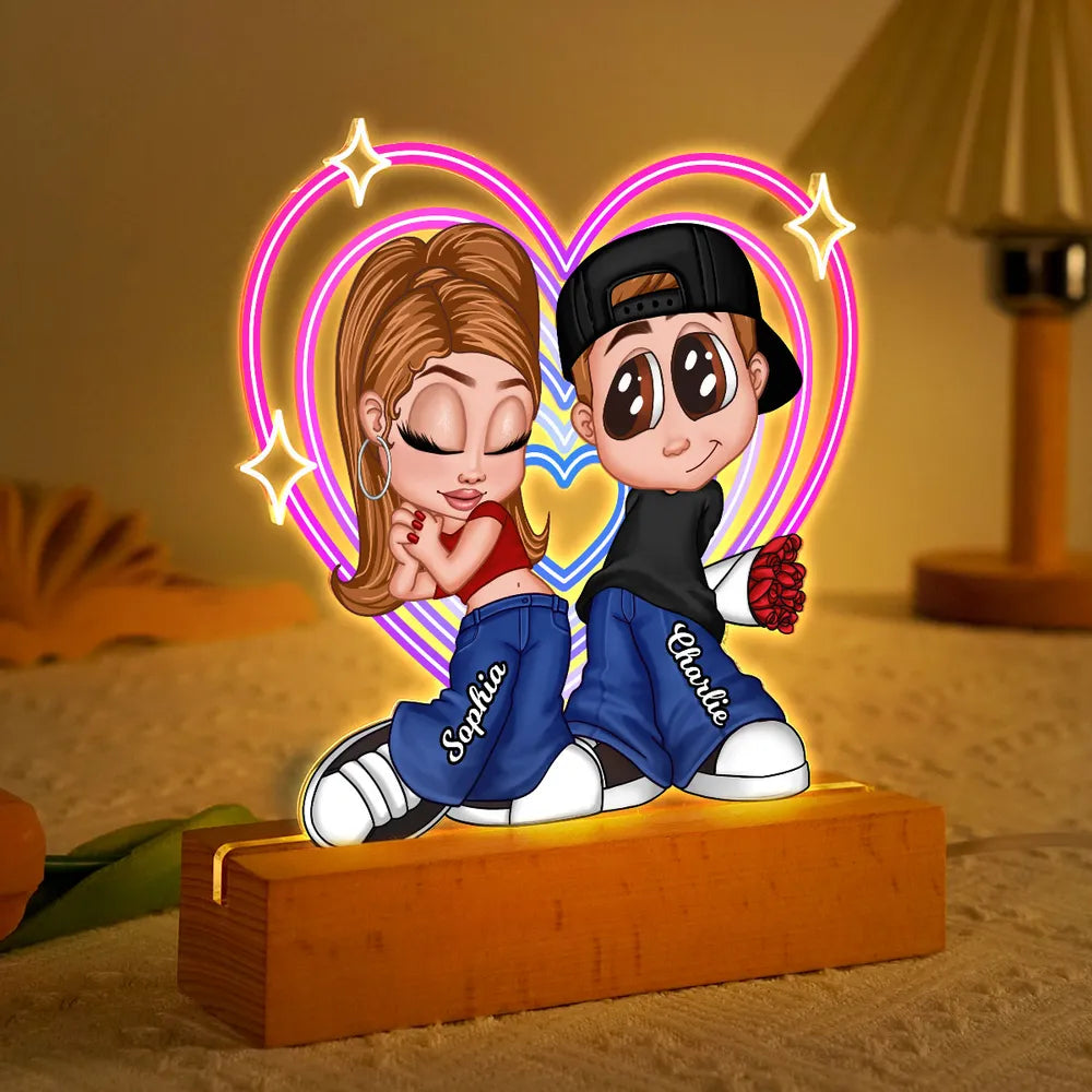 Custom Couple LED Night Light for Lovers with Names - Romantic Gift Plaque MagicInPrints