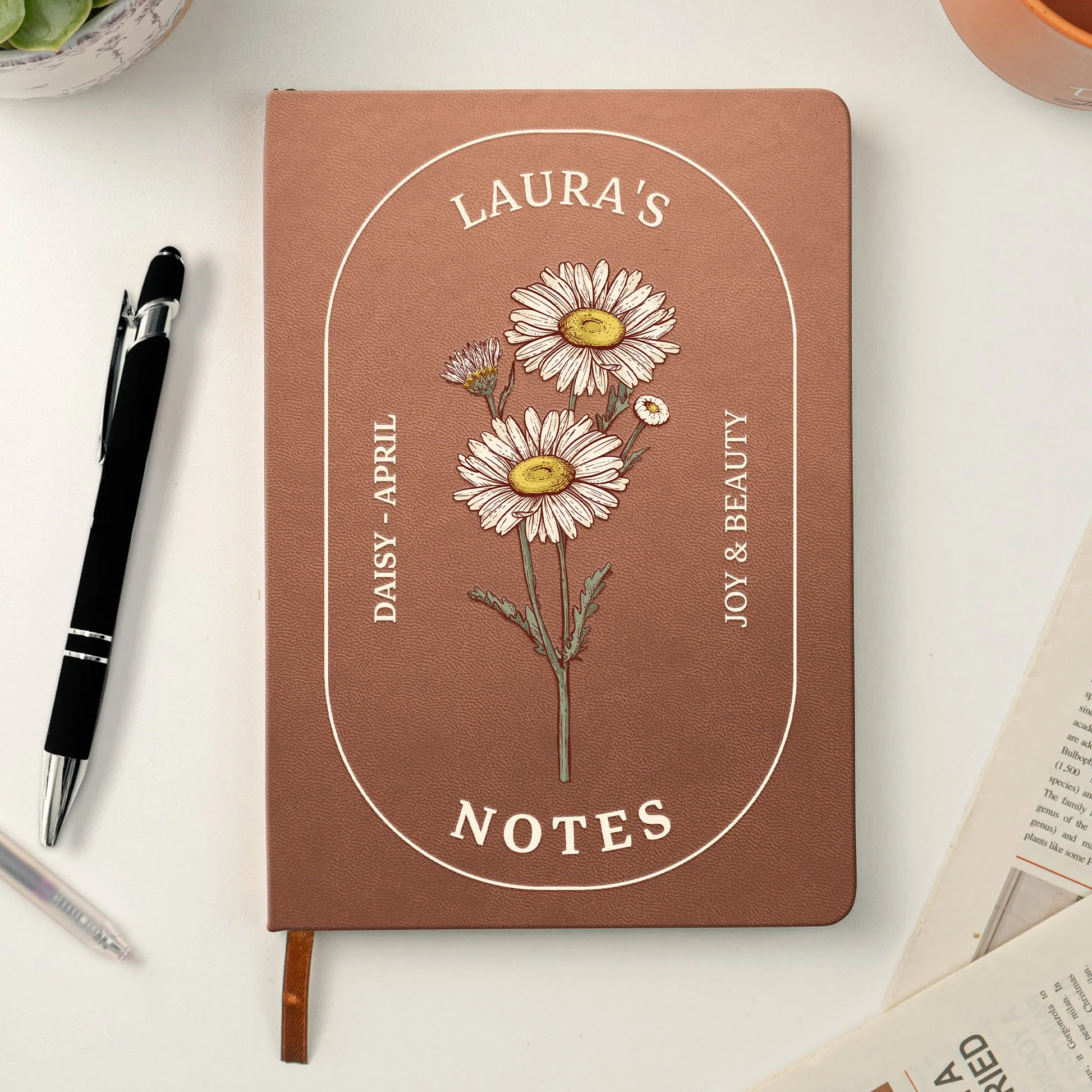 Personalized Floral Journal Notebook for Women - Custom Name and Birth Month Flowers Stationery MagicInPrints