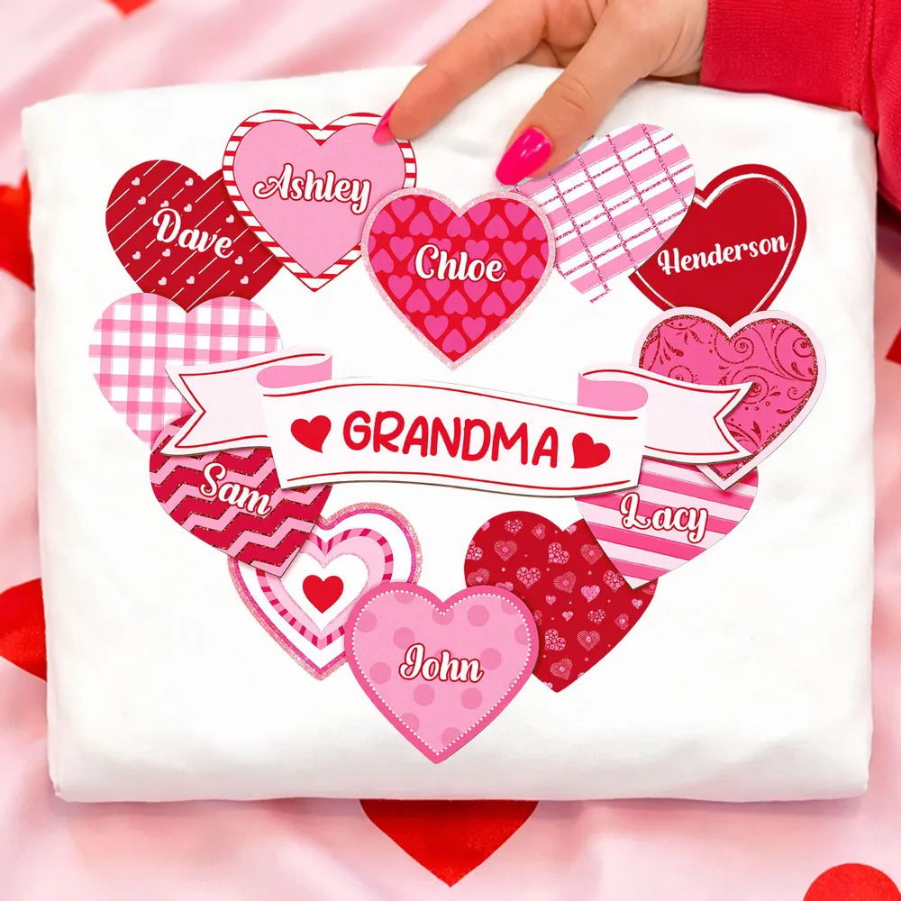 Personalized Grandma T-Shirt for Family - Heart Design Gift Cloth MagicInPrints