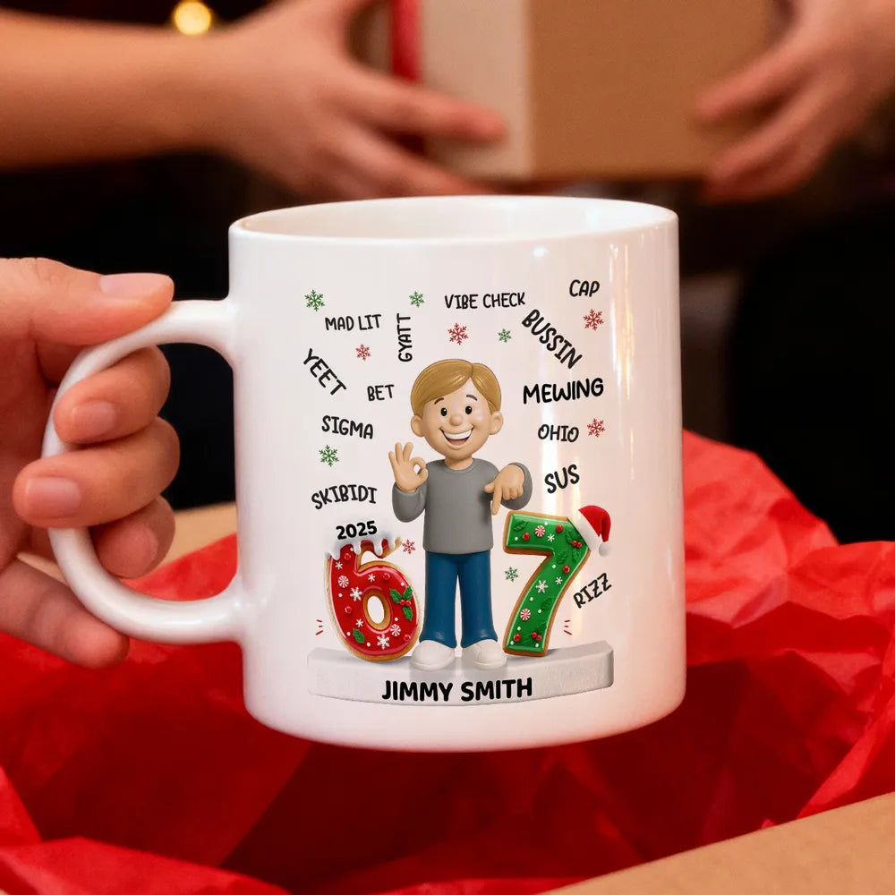 Personalized Kids Christmas Mug with Funny Slang and Year - Holiday Gift Cup MagicInPrints